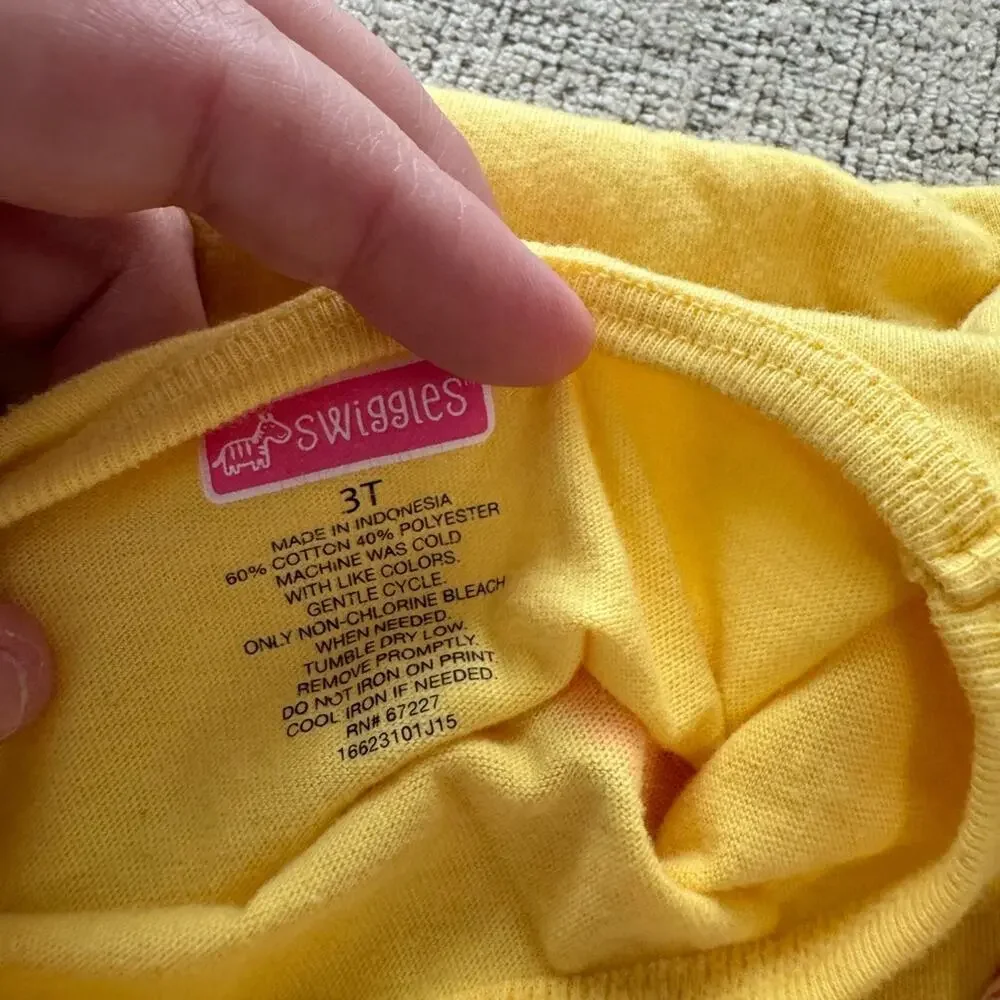Swiggles Girls Butterfly & Ruffles Sleeveless Tank Top Size 3T Yellow Pink Blue